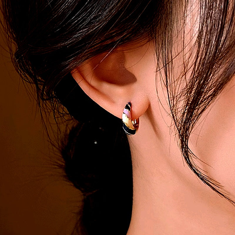 14K Gold-Plated Elegant Colorful Small Hoop Earrings