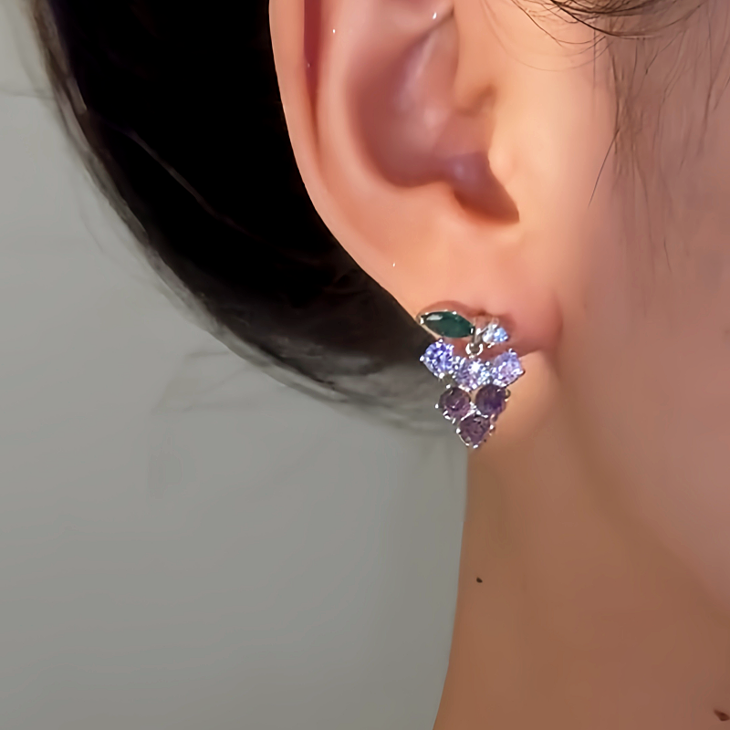 14K Gold-Plated Elegant Crystal Grape Earrings