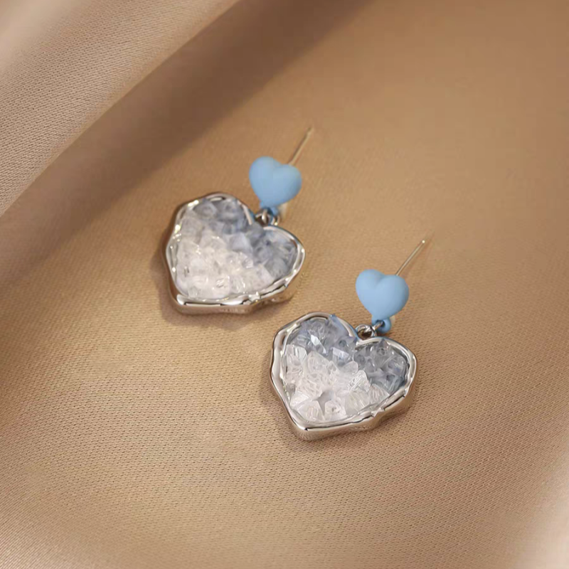 14K Gold-Plated Elegant Crystal Heart-Design Earrings