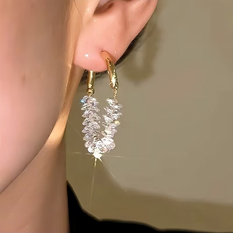 14K Gold-Plated Elegant Crystal Zircon Wheat Earrings