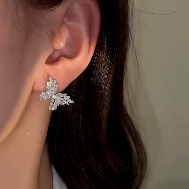 14K Gold-Plated Elegant Diamond Butterfly Earrings