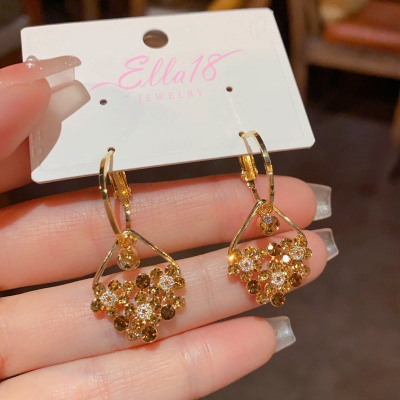 14K Gold-Plated Elegant Diamond Water Drop Earrings