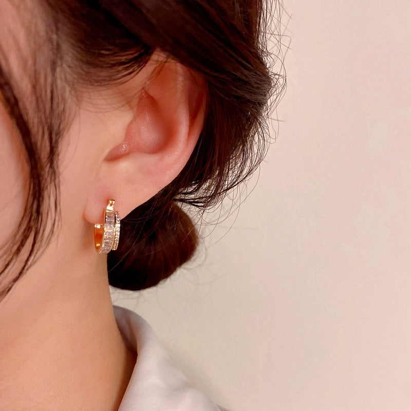 14K Gold-Plated Elegant Double-Layer Zircon Heart-Shaped Earrings