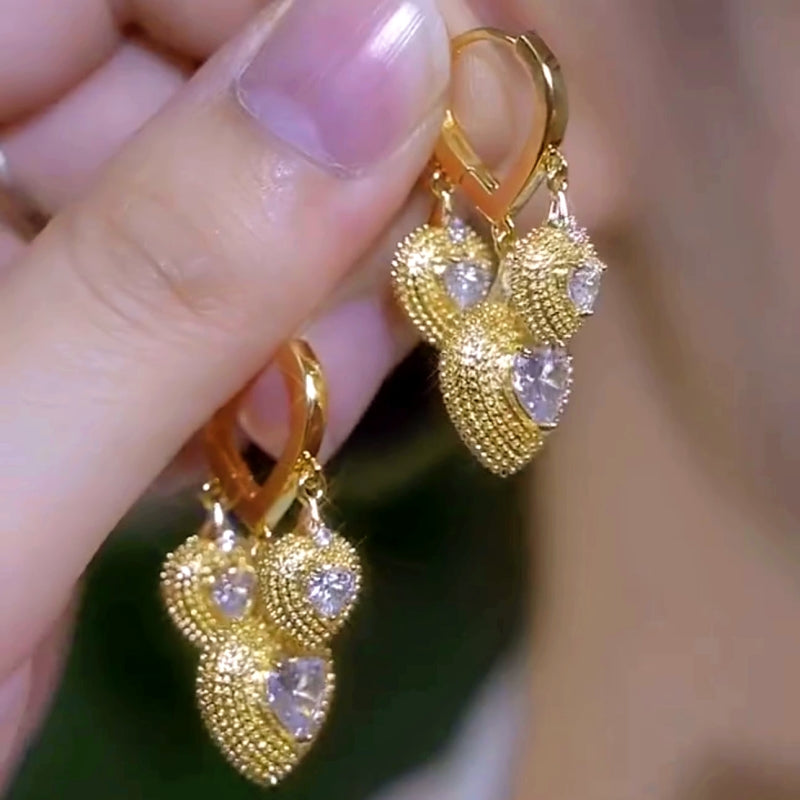 14K Gold-Plated Elegant Durian Heart Earrings