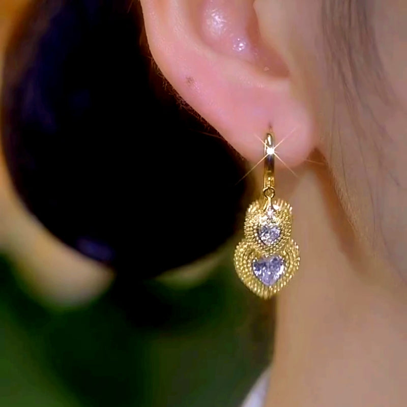 14K Gold-Plated Elegant Durian Heart Earrings