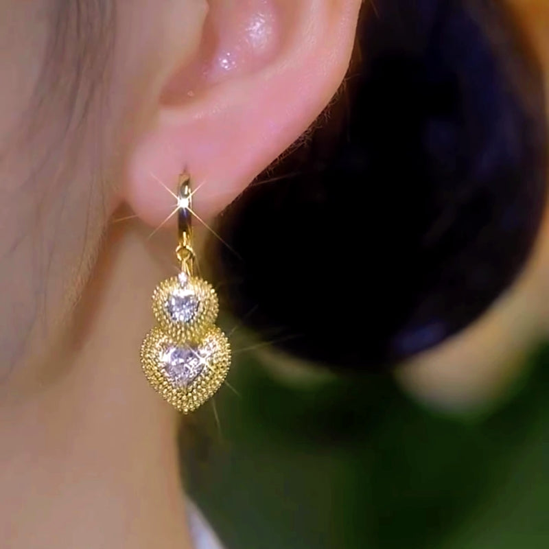 14K Gold-Plated Elegant Durian Heart Earrings