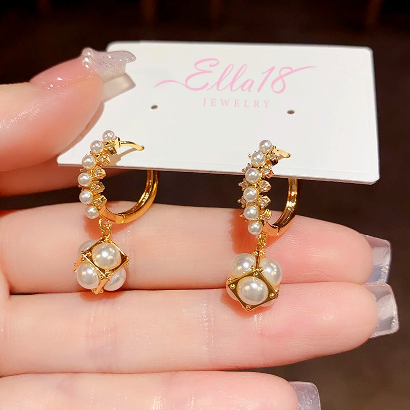 14K Gold-Plated Elegant Gentle Pearl Ball Earrings