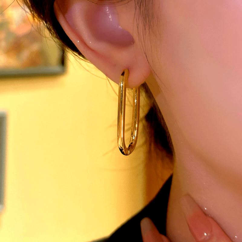 14K Gold-Plated Elegant Geometric Rectangular Earrings