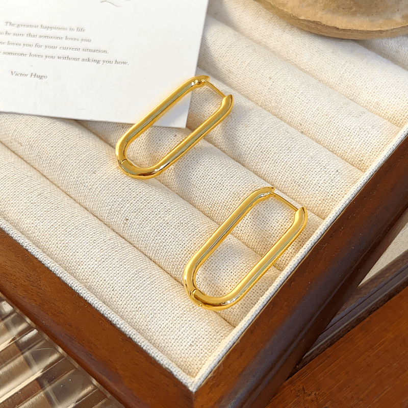 14K Gold-Plated Elegant Geometric Rectangular Earrings