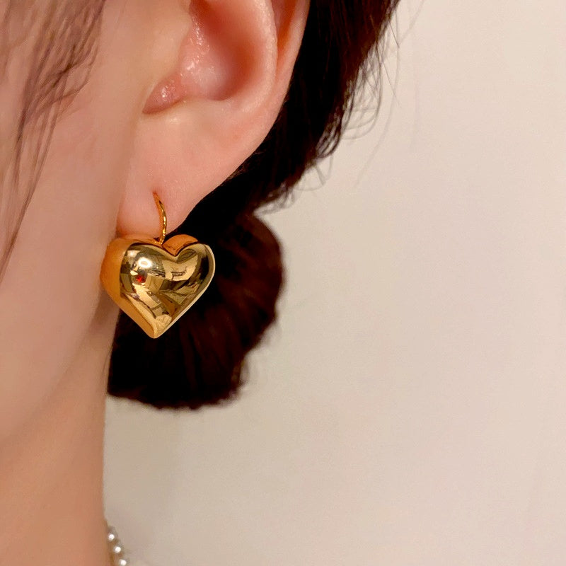 14K Gold-Plated Elegant Heart-Design Earrings