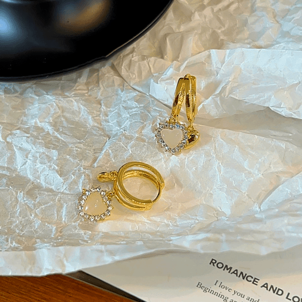 14K Gold-Plated Elegant Heart-Design Earrings
