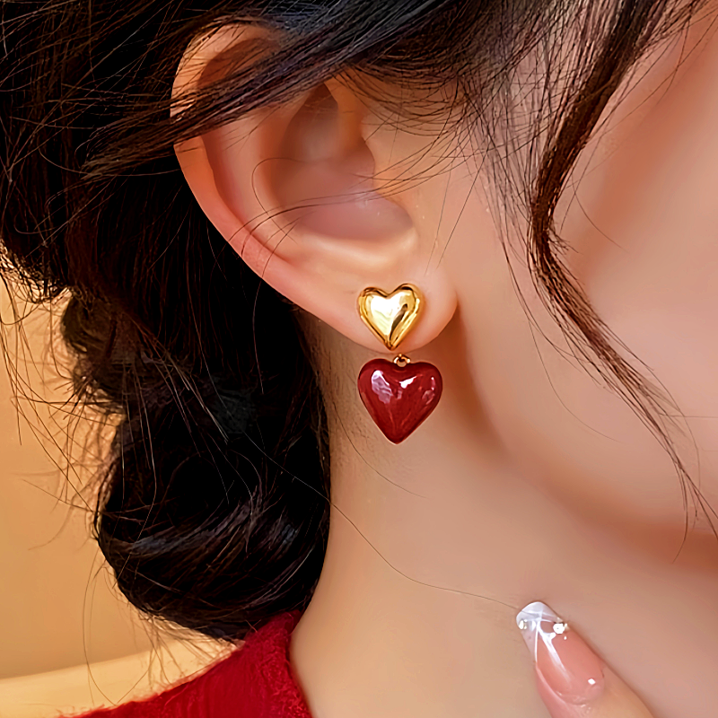 14K Gold-Plated Elegant Heart-Design Earrings