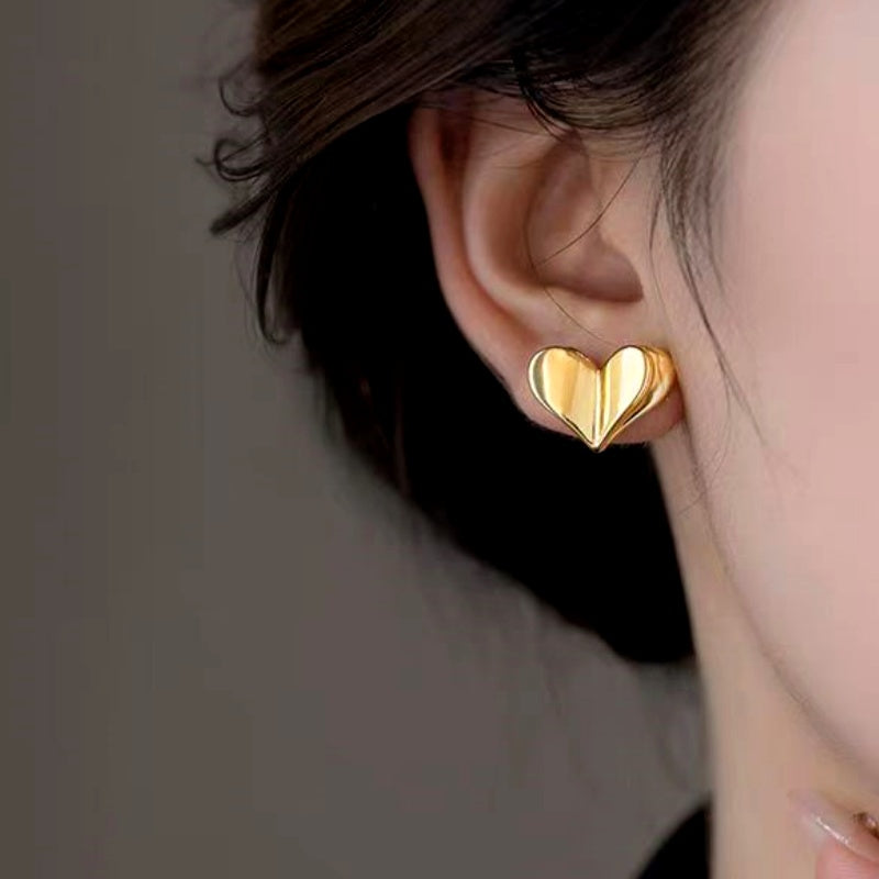 14K Gold-Plated Elegant Heart-Design Studs