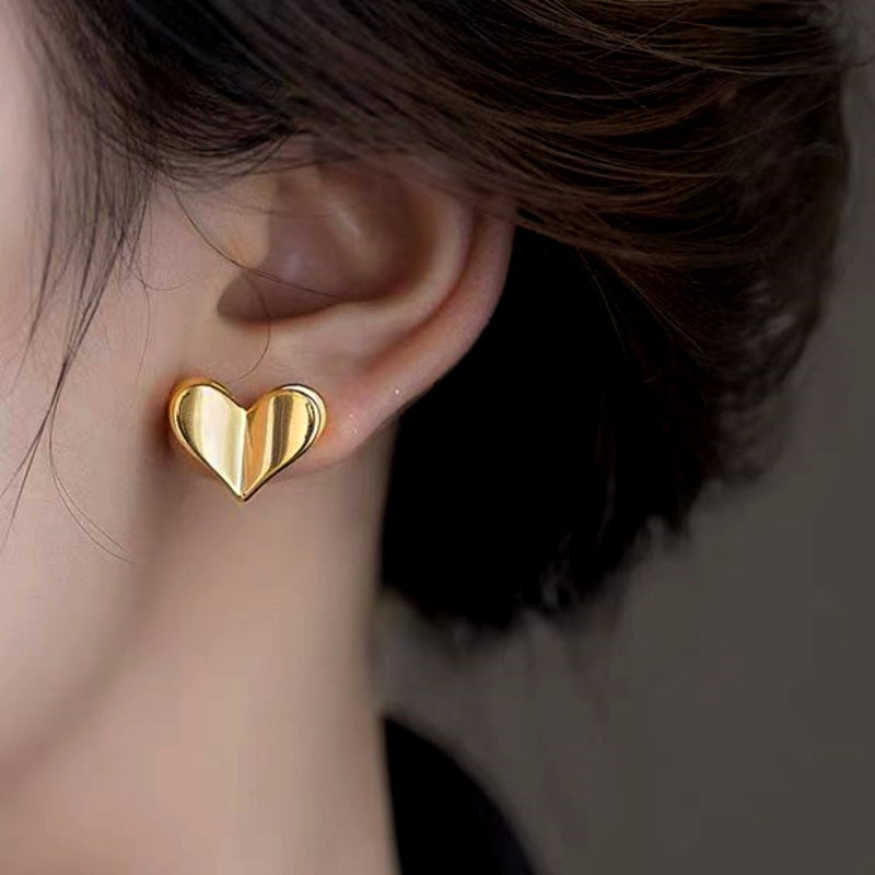 14K Gold-Plated Elegant Heart-Design Studs