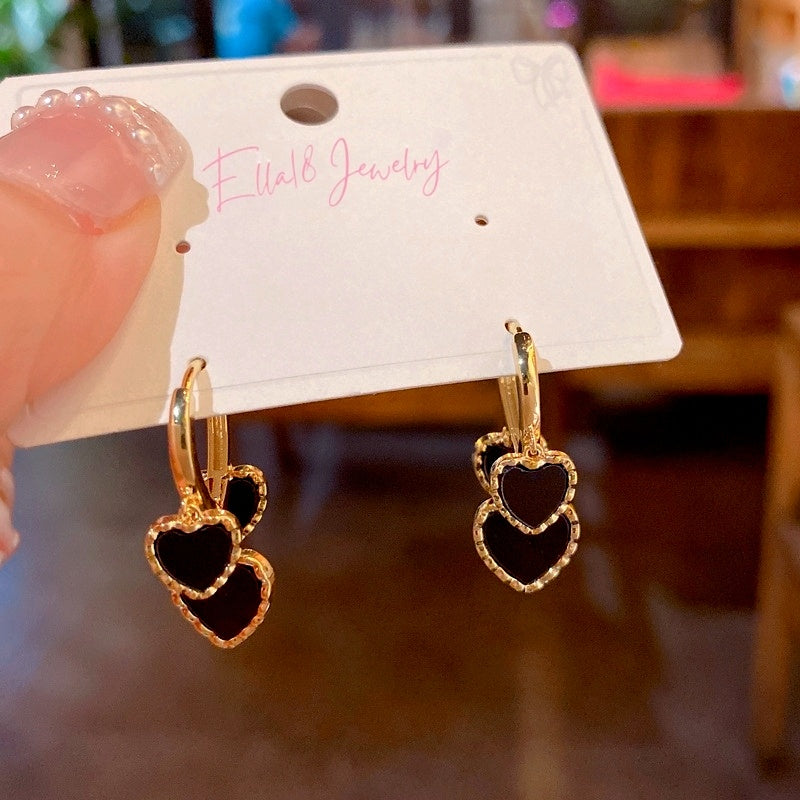 14K Gold-Plated Elegant Heart-Design Tassel Earrings