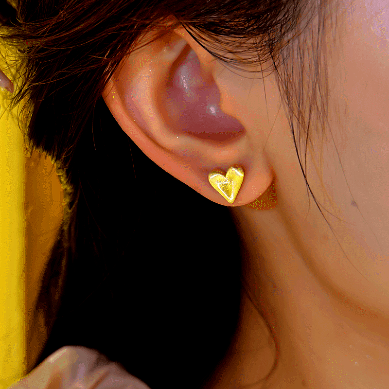 14K Gold-Plated Elegant Heart Design Pearl Earrings