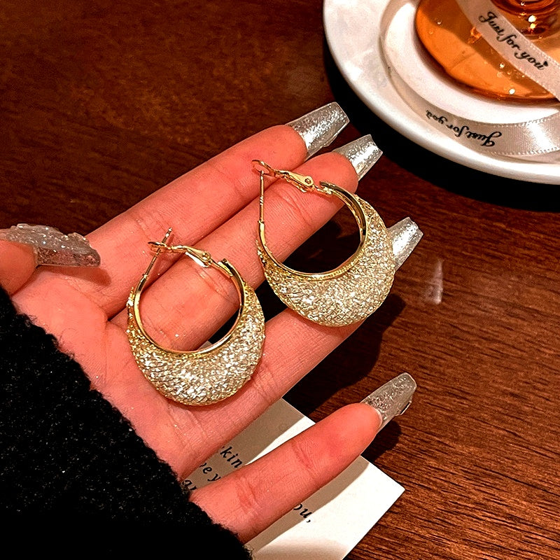 14K Gold-Plated Elegant Hollow Mesh Crystal Earrings