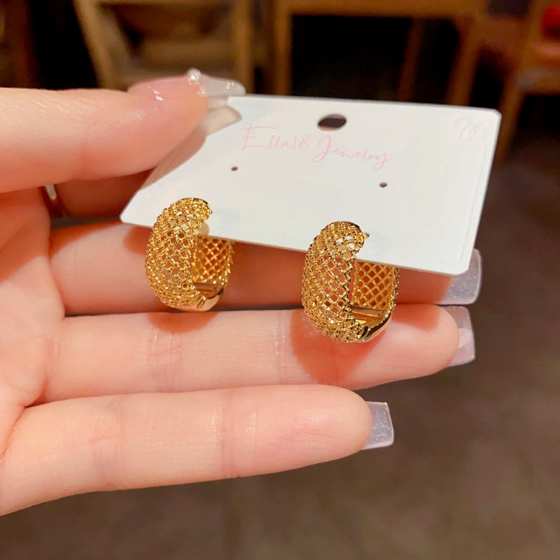 14K Gold-Plated Elegant Hollow U-Shaped Earrings
