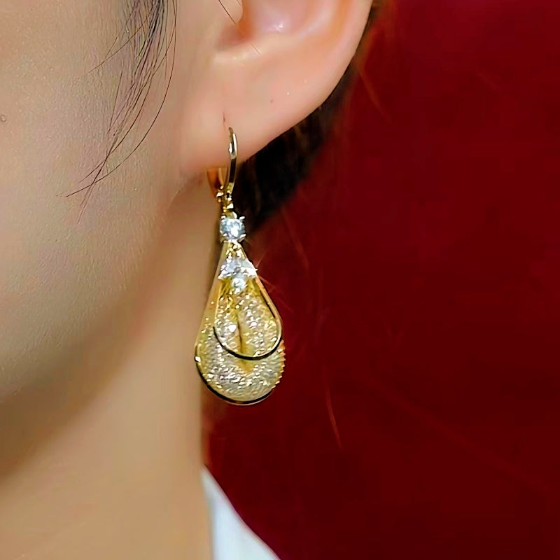 14K Gold-Plated Elegant Hollow Water Drop Earrings