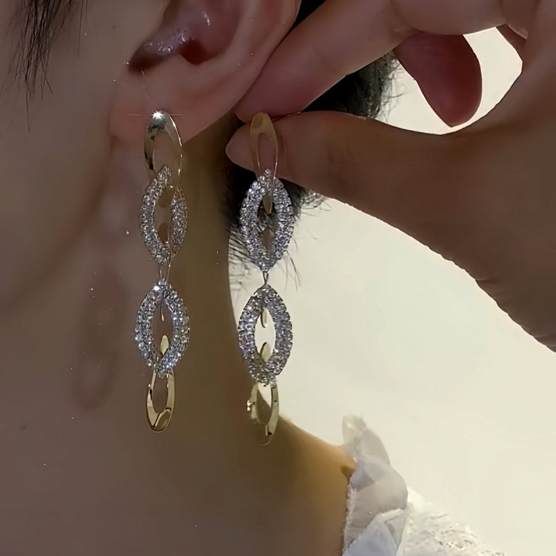 14K Gold-Plated Elegant Interlocking Diamond Earrings