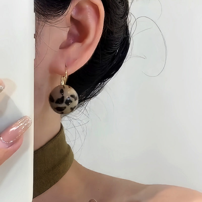 14K Gold-Plated Elegant Leopard Print Ball Earrings