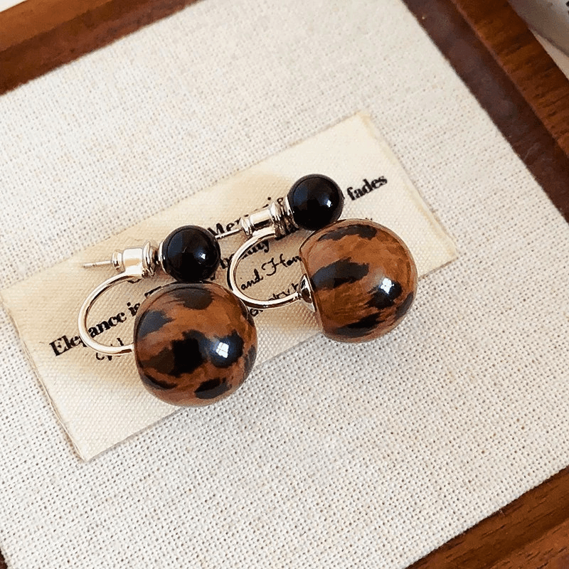 14K Gold-Plated Elegant Leopard Print Bead Earrings
