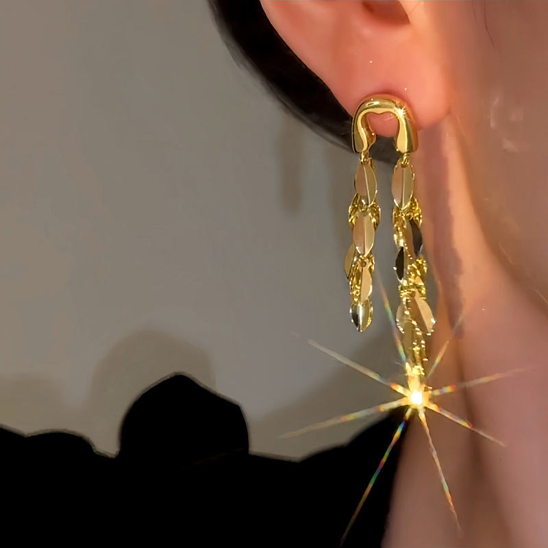 14K Gold-Plated Elegant Long Tassel Earrings