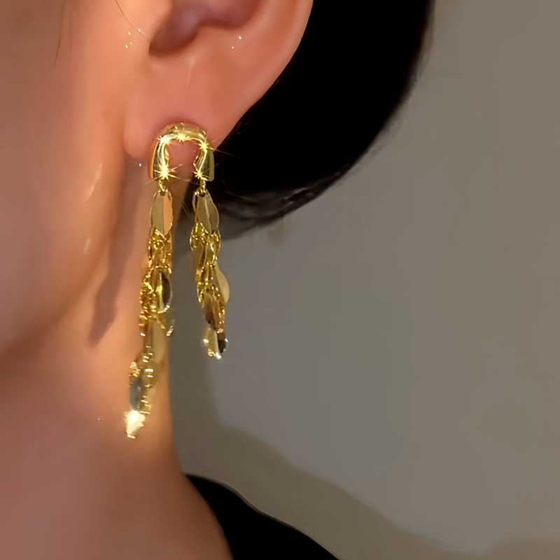 14K Gold-Plated Elegant Long Tassel Earrings