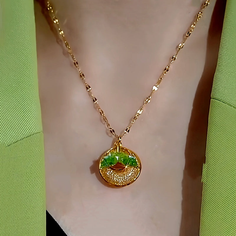 14K Gold-Plated Elegant Mesh Crystal Hoop Necklaces