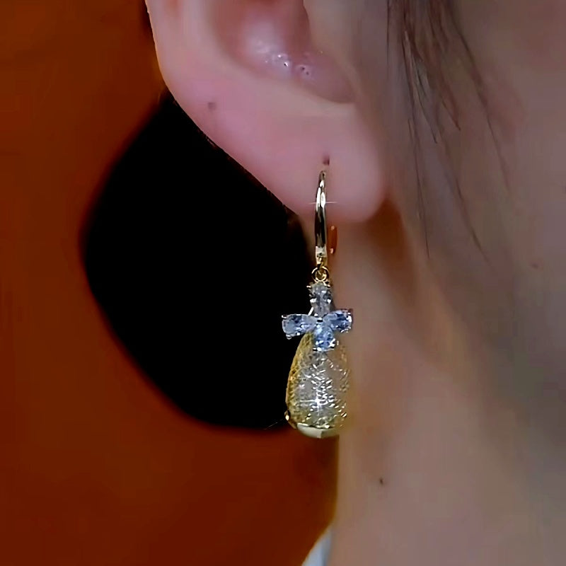 14K Gold-Plated Elegant Mesh Drop Earrings