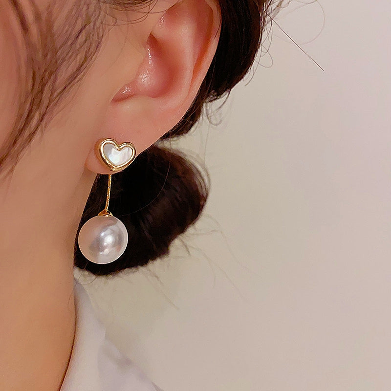14K Gold-Plated Elegant Mother-Of-Pearl Heart Earrings