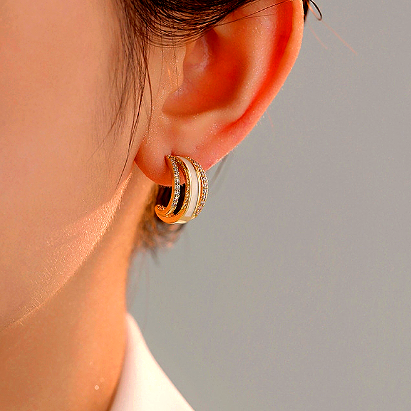 14K Gold-Plated Elegant Oil-Drop Diamond Earrings