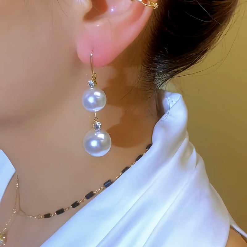 14K Gold-Plated Elegant Pearl Earrings
