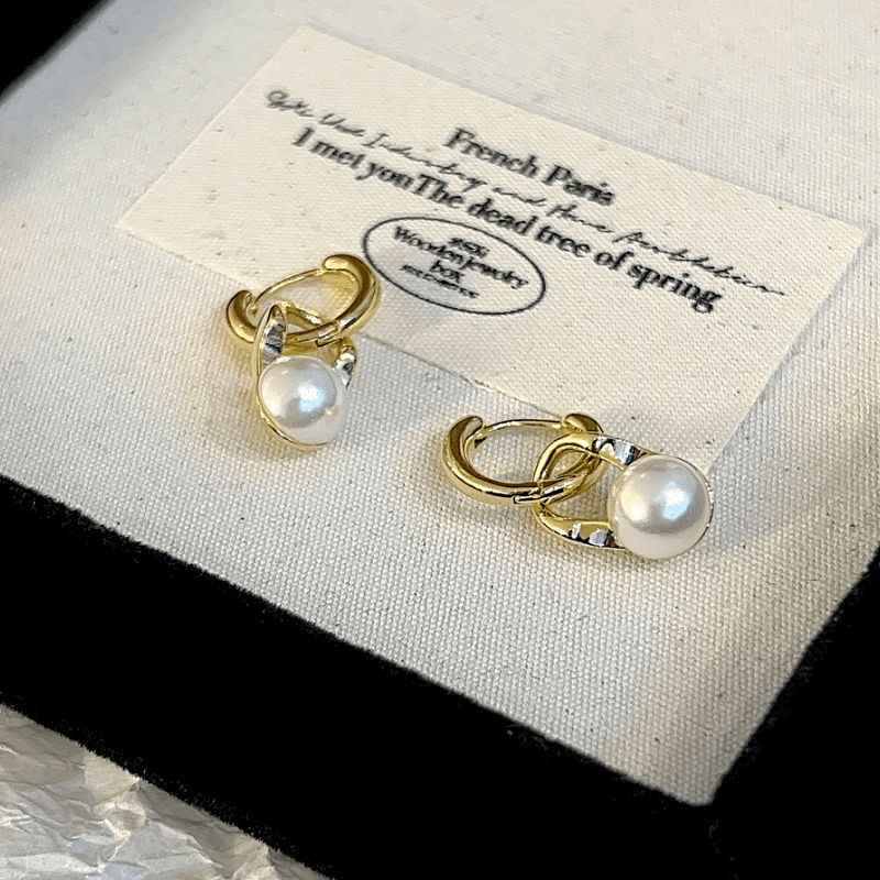 14K Gold-Plated Elegant Pearl Pendant Earrings
