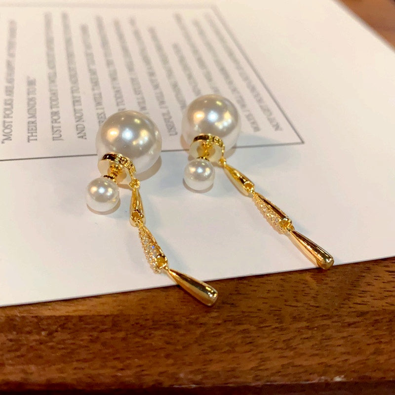 14K Gold-Plated Elegant Pearl Tassel Earrings