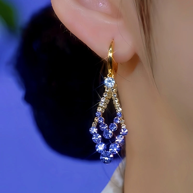 14K Gold-Plated Elegant Purple Diamond Earrings