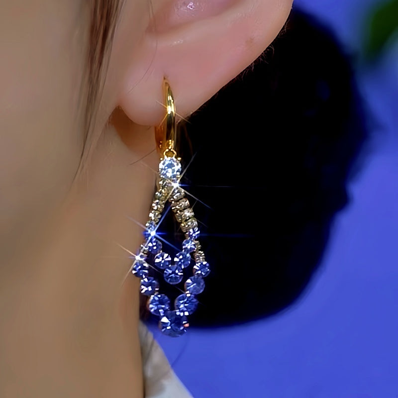 14K Gold-Plated Elegant Purple Diamond Earrings