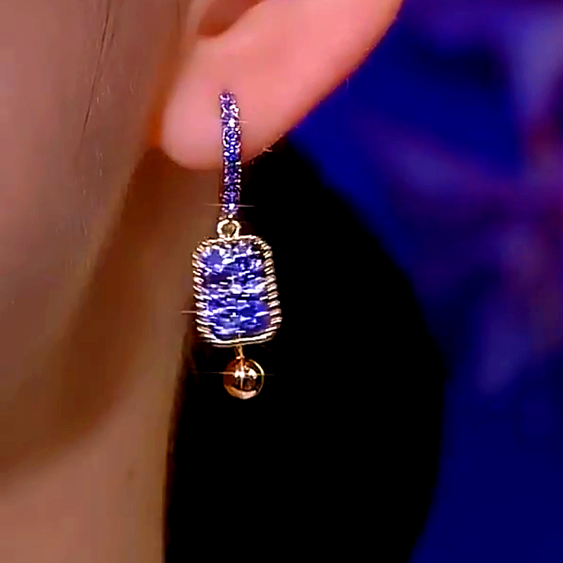 14K Gold-Plated Elegant Purple Diamond Earrings