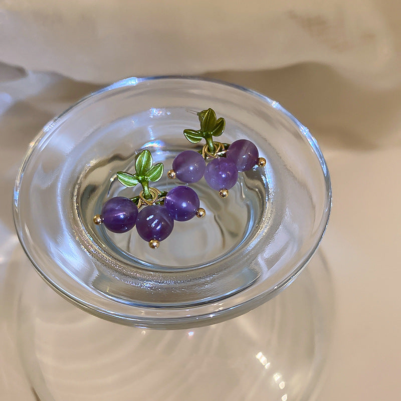 14K Gold-Plated Elegant Purple Grape Earrings