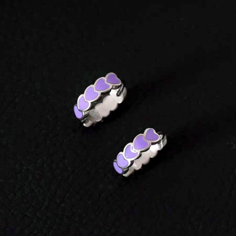 14K Gold-Plated Elegant Purple Heart Hoop Earrings