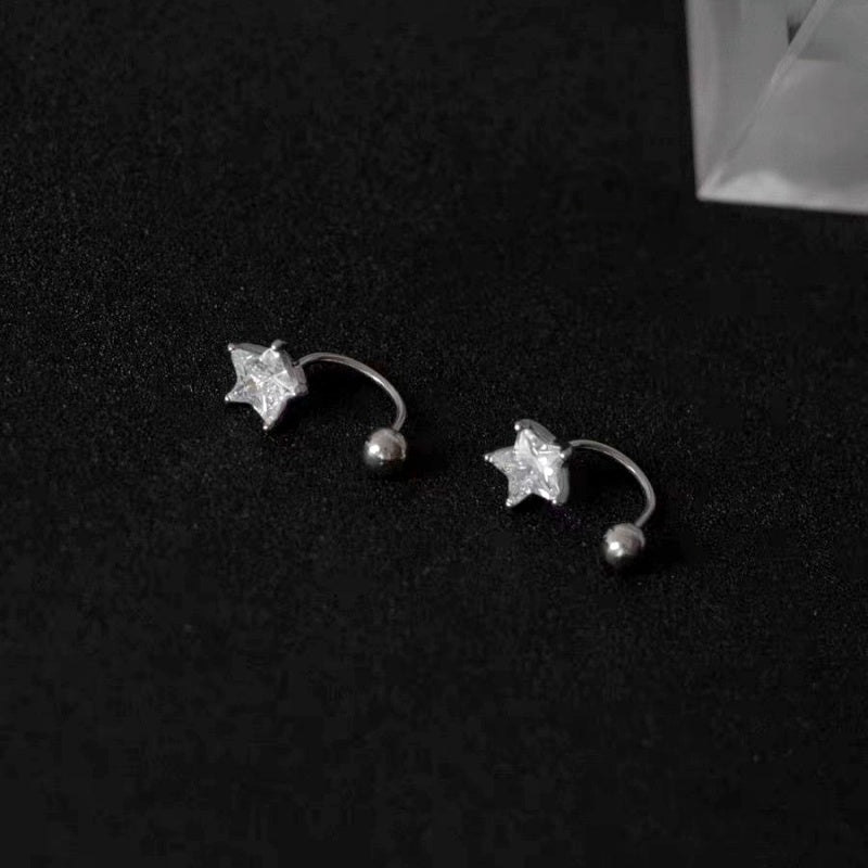 14K Gold-Plated Elegant Screw Zircon Star Earrings