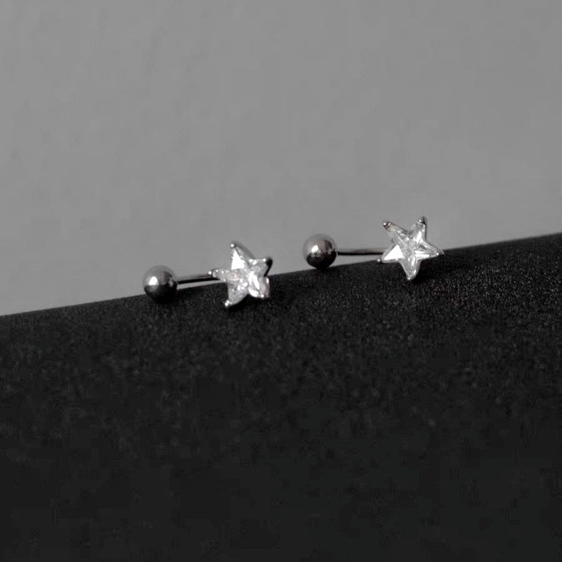 14K Gold-Plated Elegant Screw Zircon Star Earrings