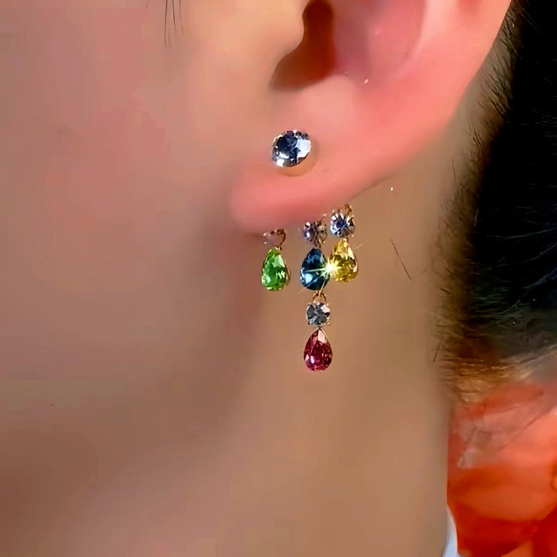14K Gold-Plated Elegant Shiny Colorful Tassel Earrings