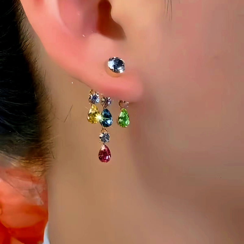 14K Gold-Plated Elegant Shiny Colorful Tassel Earrings