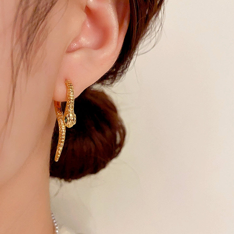 14K Gold-Plated Elegant Snake-Shaped Earrings