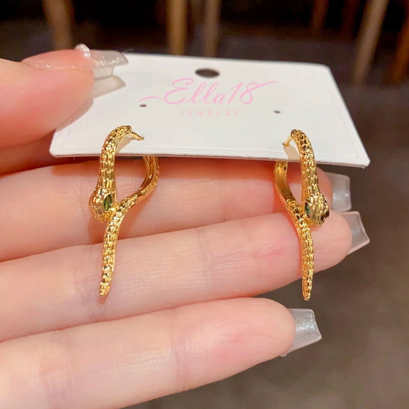 14K Gold-Plated Elegant Snake-Shaped Earrings