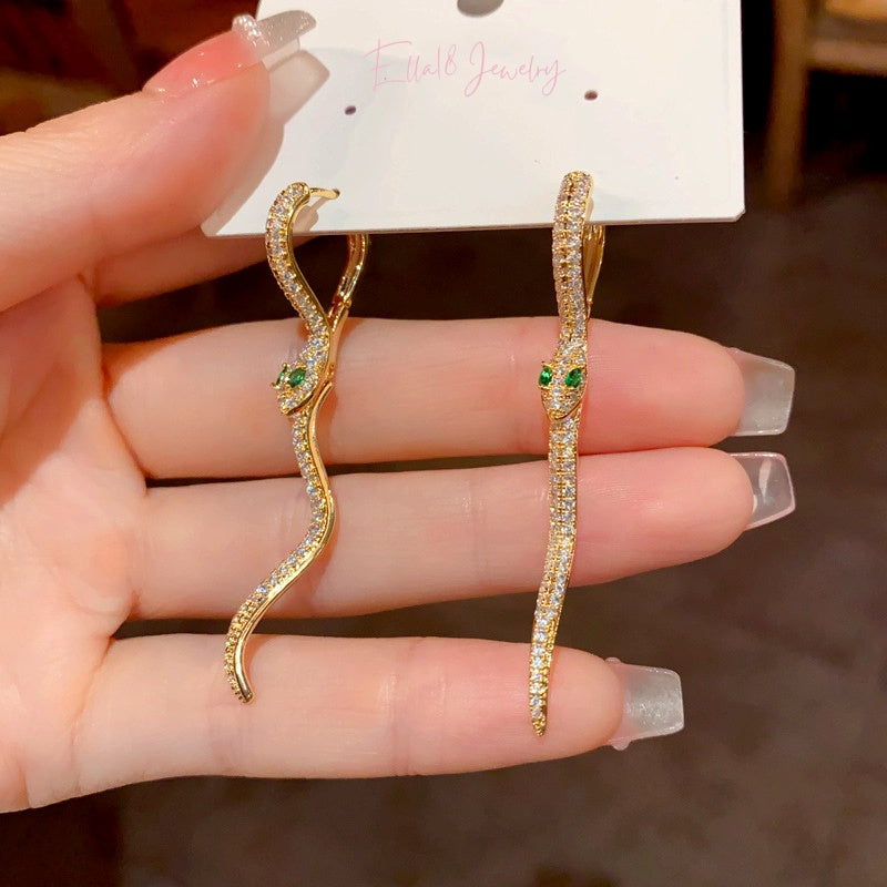 14K Gold-Plated Elegant Snake Design Earrings
