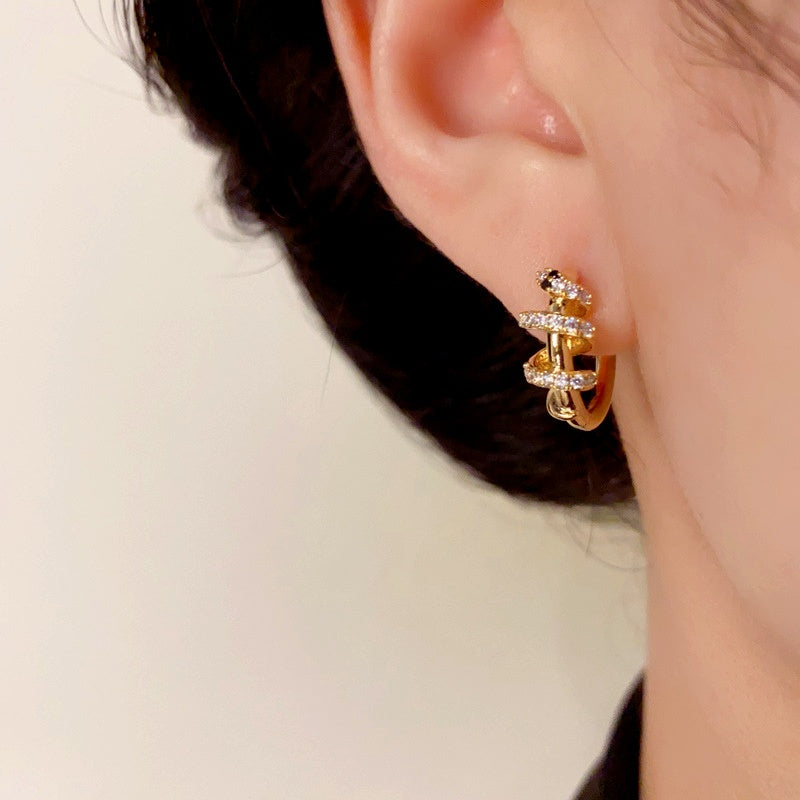 14K Gold-Plated Elegant Snake Design Hoop Earrings