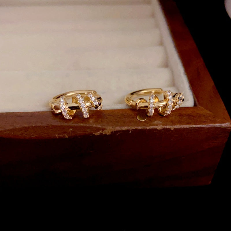 14K Gold-Plated Elegant Snake Design Hoop Earrings