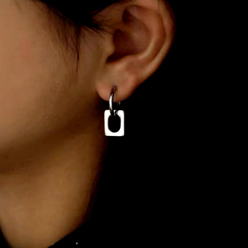 14K Gold-Plated Elegant Square Pendant Earrings